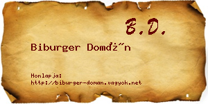 Biburger Domán névjegykártya